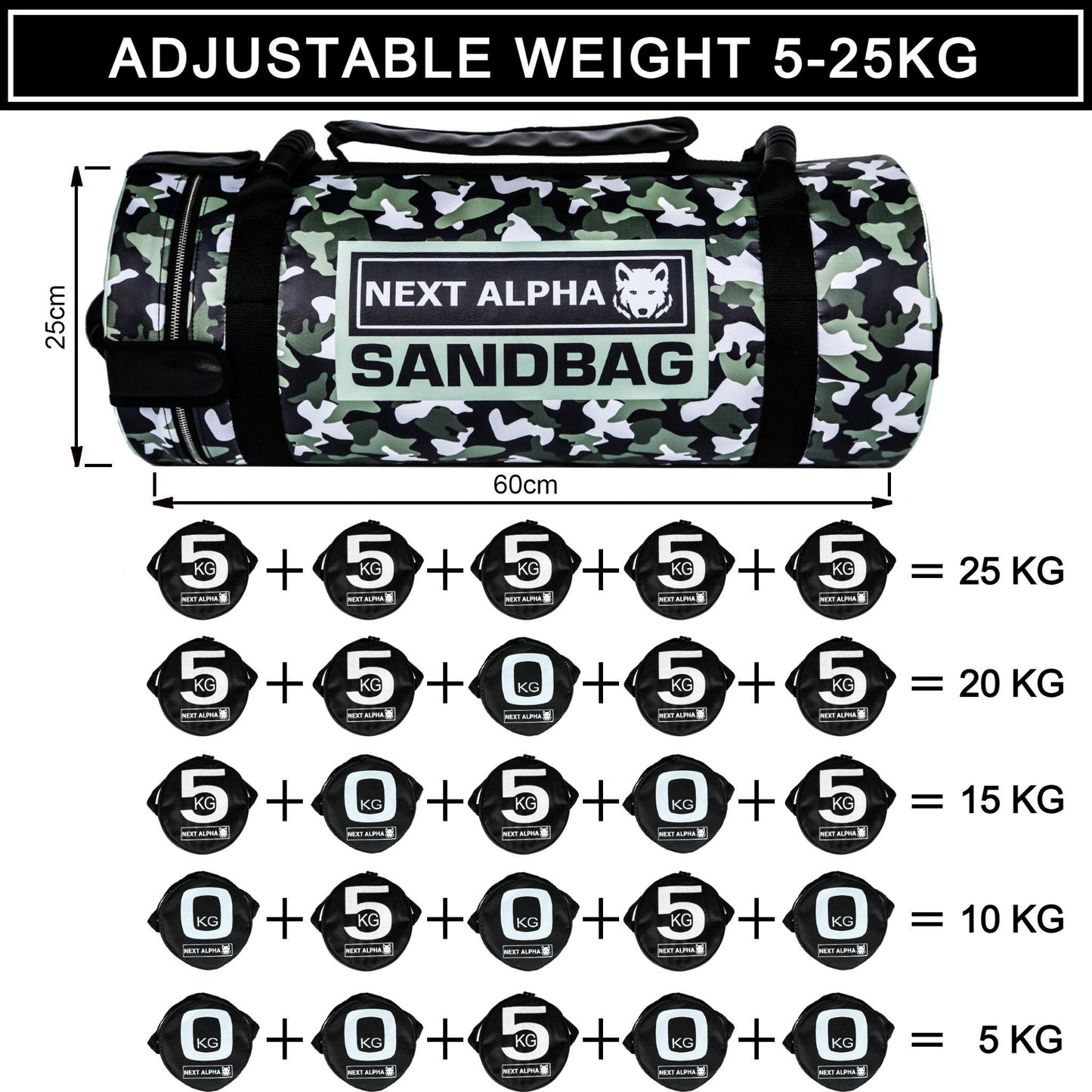 Next Alpha Sandbag - Adjustable Weight Bags For Training 5-25KG - Next Alpha