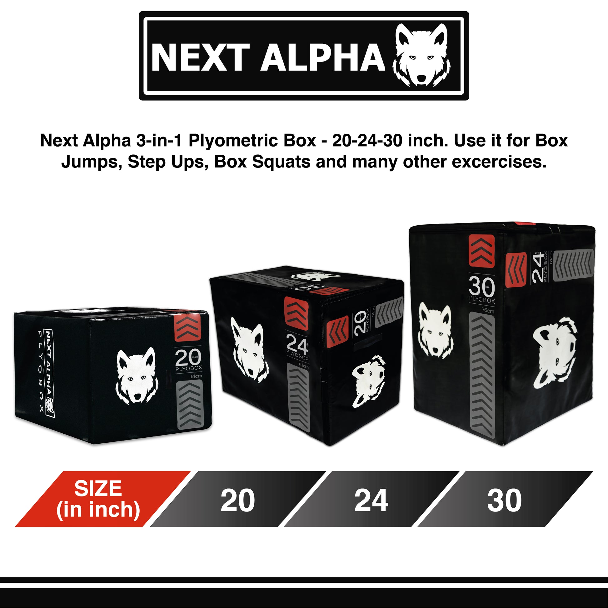 Next Alpha 3-in-1 Plyobox With Anti Slip & Shock Absorbing Layer | 20-24-30 inch - Next Alpha